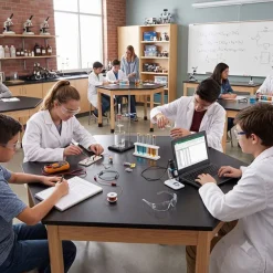 Hardwood Science Lab Table - ChemGuard 60'' x 24'' x 30'' Trapezoid (Oak)