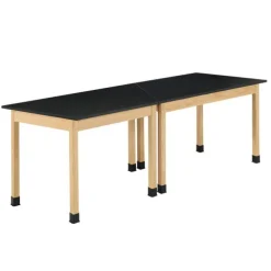Hardwood Science Lab Table - ChemGuard 60'' x 24'' x 30'' Trapezoid (Oak)