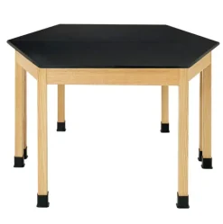 Hardwood Science Lab Table - ChemGuard 60'' x 24'' x 30'' Trapezoid (Oak)