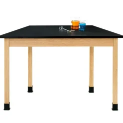 Hardwood Science Lab Table - ChemGuard 60'' x 24'' x 30'' Trapezoid (Oak)