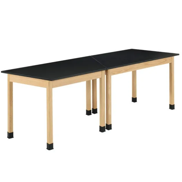 Hardwood Science Lab Table - ChemGuard 60''x 30'' x 30'' Trapezoid (Maple)