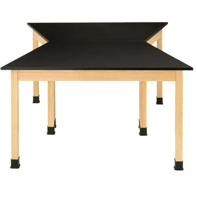 Hardwood Science Lab Table - ChemGuard 60''x 30'' x 30'' Trapezoid (Maple)