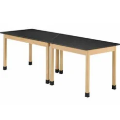 Hardwood Science Lab Table - Laminate 60'' x 30'' x 30'' Trapezoid (Oak)
