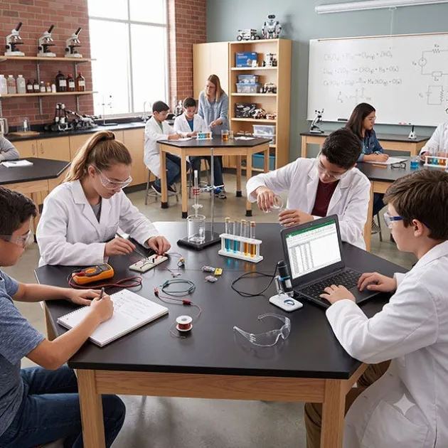 Hardwood Science Lab Table - Laminate 60'' x 30'' x 30'' Trapezoid (Oak)