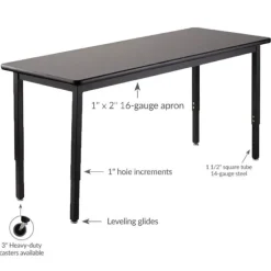Height Adjustable Steel Science Table with Chemical Resistant Top (24'' x 54'')