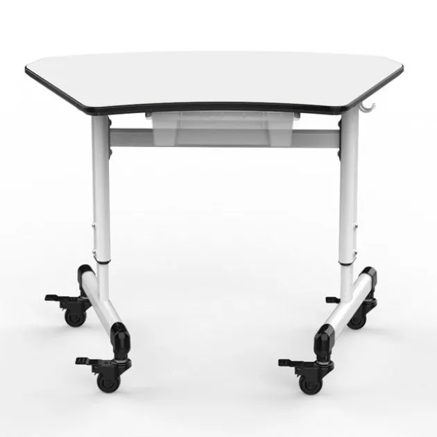 Height Adjustable Trapezoid Student Desk with Drawer