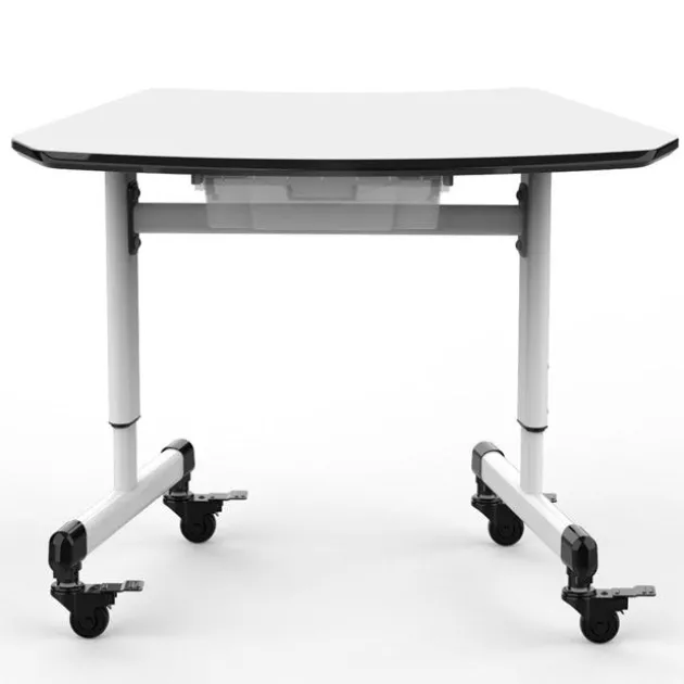 Height Adjustable Trapezoid Student Desk with Drawer