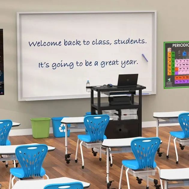 Height Adjustable Trapezoid Student Desk with Drawer