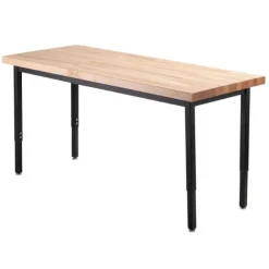 Height Adjustable Utility Table with Butcher Block Top