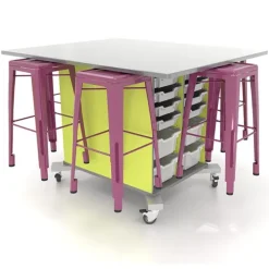 Hideaway Storage Tables & Metal Stools