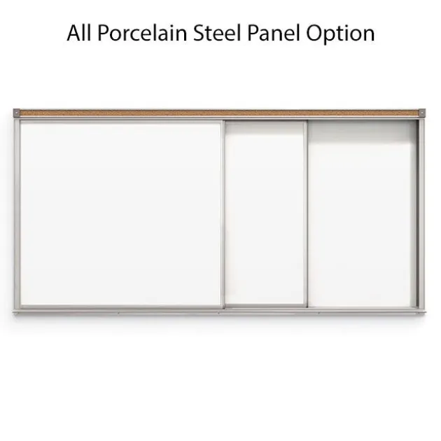 Horizontal Sliding Whiteboard w/ 2 Tracks & 2 Panels (4’ H x 8’ W)