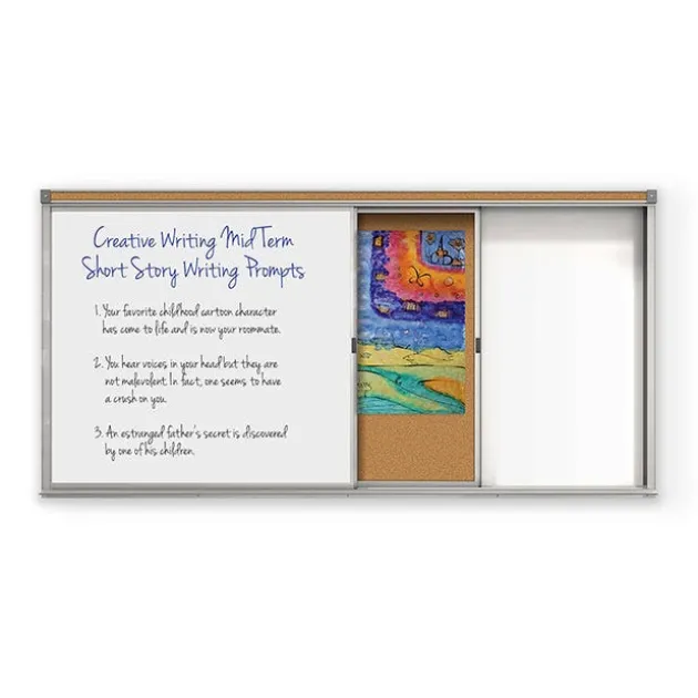 Horizontal Sliding Whiteboard w/ 2 Tracks & 2 Panels (4’ H x 8’ W)