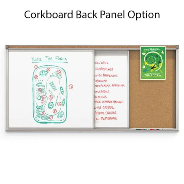 Horizontal Sliding Whiteboard w/ 2 Tracks & 2 Panels (4’ H x 8’ W)