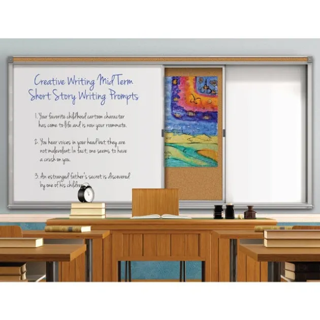 Horizontal Sliding Whiteboard w/ 2 Tracks & 2 Panels (4’ H x 8’ W)