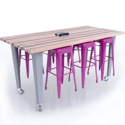 IDEA Island Makerspace Tables with Metal Stools