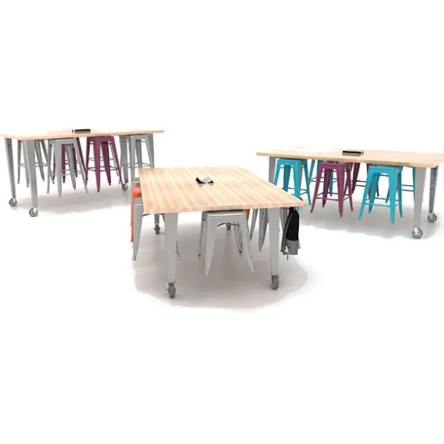 IDEA Island Makerspace Tables with Metal Stools