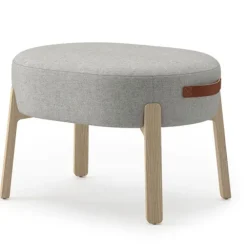 Indie Large Oval Ottoman w/ Leather Handles - 16-1/2