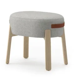 Indie Small Oval Ottoman w/ Leather Handles - 16-1/2