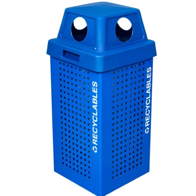 Kaleidoscope Outdoor 36-Gallon Recycle Receptacle w/ Blue Gloss Finish