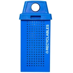 Kaleidoscope Outdoor 36-Gallon Recycle Receptacle w/ Blue Gloss Finish