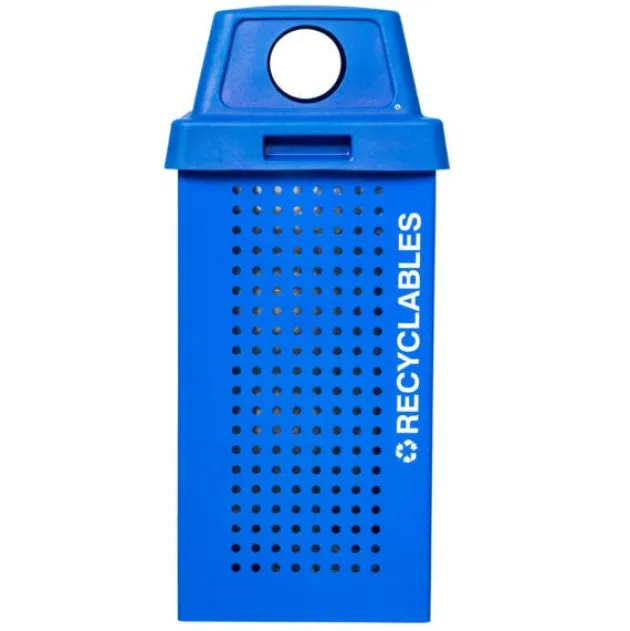 Kaleidoscope Outdoor 36-Gallon Recycle Receptacle w/ Blue Gloss Finish