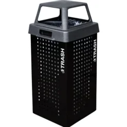 Kaleidoscope Outdoor 36-Gallon Trash Receptacle w/ Black Gloss Finish