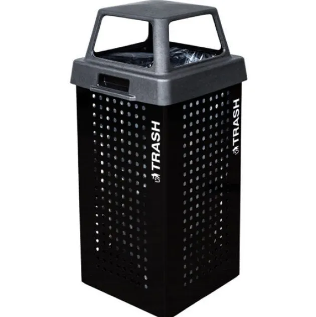 Kaleidoscope Outdoor 36-Gallon Trash Receptacle w/ Black Gloss Finish