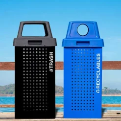 Kaleidoscope Outdoor 36-Gallon Trash Receptacle w/ Black Gloss Finish