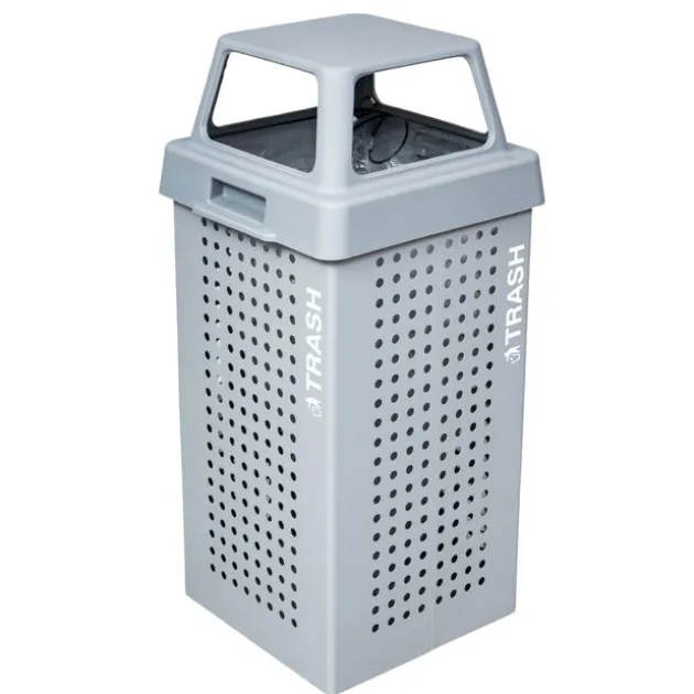 Kaleidoscope Outdoor 36-Gallon Trash Receptacle w/ Gray Gloss Finish
