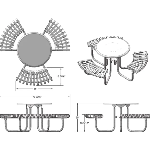 Kensington Outdoor Round Picnic Table