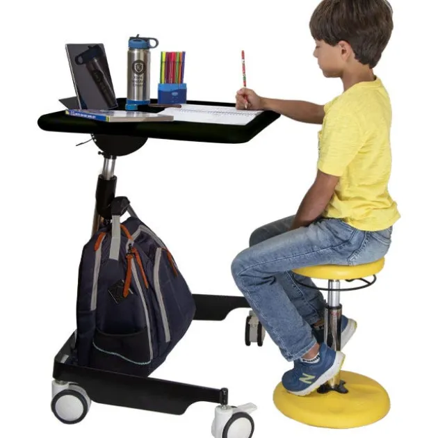 Kids Adjustable Sit-Stand Mobile Desk & Adjustable Wobble Stool Combo Package