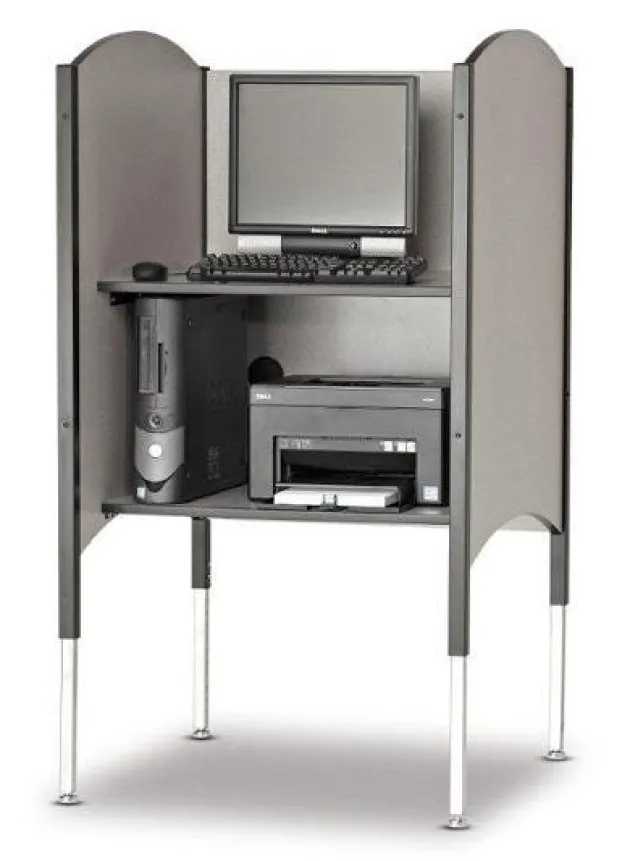 Kiosk with Printer Shelf and CPU Holder
