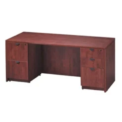 Kneespace Credenza with Double Full Pedestal