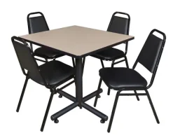 Kobe Base Cafe Table and Four Vinyl Stacker Chairs by Regency