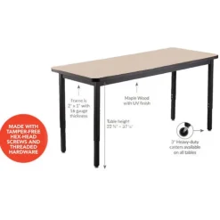 Laminate Height Adjustable Table (30'' x 72'') with 6 Black Frame Stools
