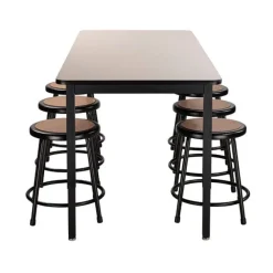 Laminate Height Adjustable Table (30'' x 72'') with 6 Black Frame Stools