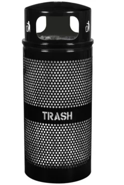 Landscape Series Perforated Trash Receptacle with Dome Top