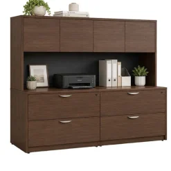 2 Lateral Files w/ 4 Door Hutch / Insert (71'' x 22'')