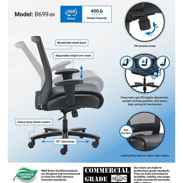 LeatherPlus Heavy Duty Mesh Task Chair