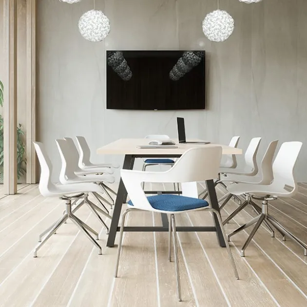 Lola Stainless Steel Base 4-Post Swivel Chair