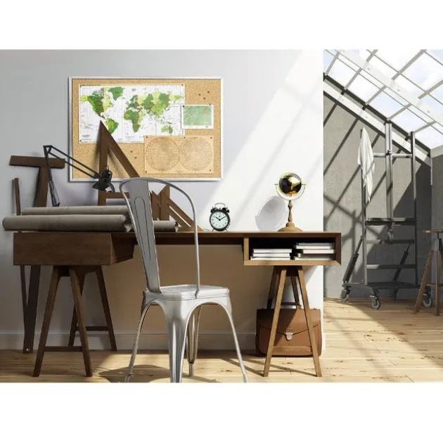 Magnetic Porcelain Projection Whiteboard with Map Rail by Ghent