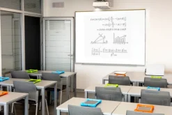 Magnetic Porcelain Projection Whiteboard with Map Rail by Ghent