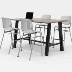 Midtown Rectangle Cafe Standing Height Table with Kool Barstool Package