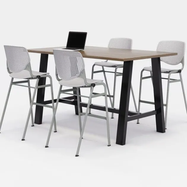 Midtown Rectangle Cafe Standing Height Table with Kool Barstool Package