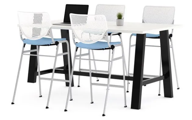 Midtown Rectangle Cafe Standing Height Table with Kool Barstool Package