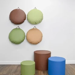 Mini Round Pouf with Handle - Set of 2
