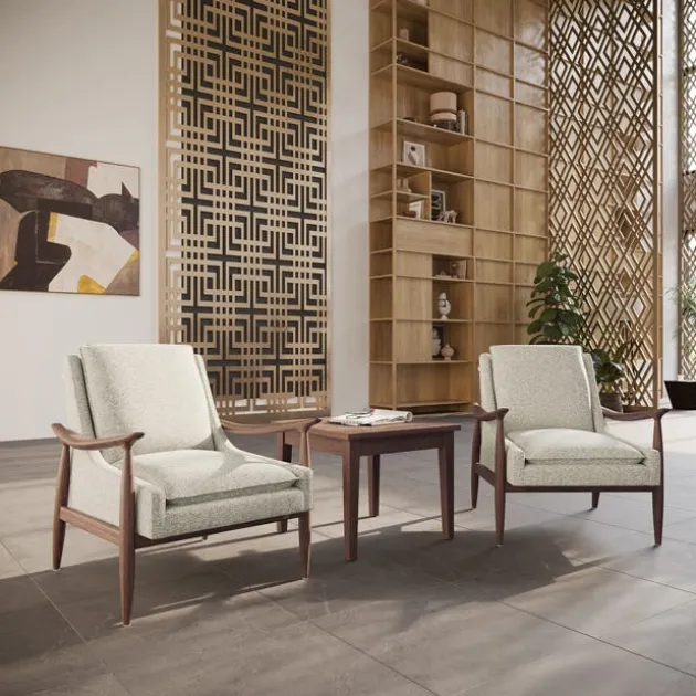 Mira Wood Arm Upholstered Lounge Chair