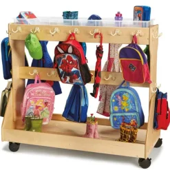 Mobile Backpack Cart with Cubbie Trays