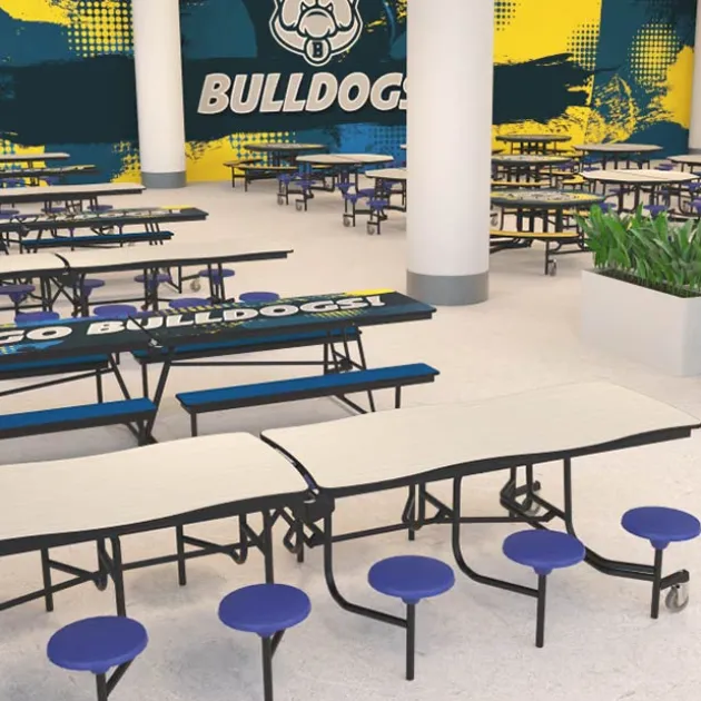 Mobile Bench Cafeteria Tables