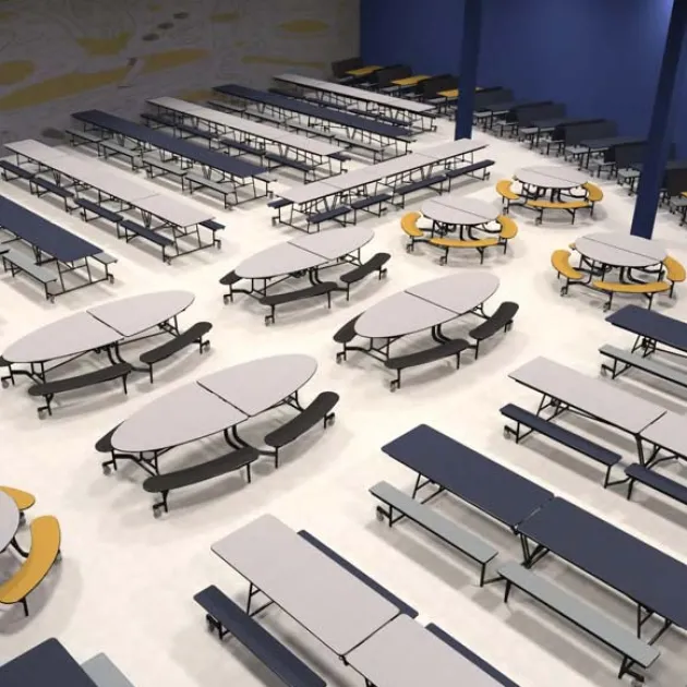 Mobile Bench Cafeteria Tables